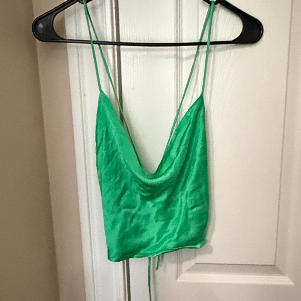 ZARA Green Women's Cowl Neck Top